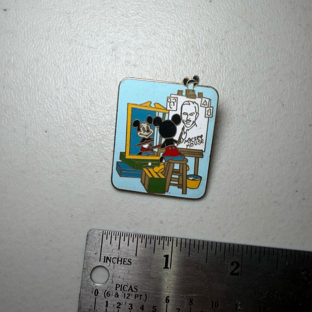 Disney Mickey Mouse Painting Walt Disney Triple Self Portrait Enamel Pin Gold
